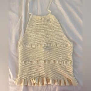 Zara Ivory Knit Halter Top NWOT